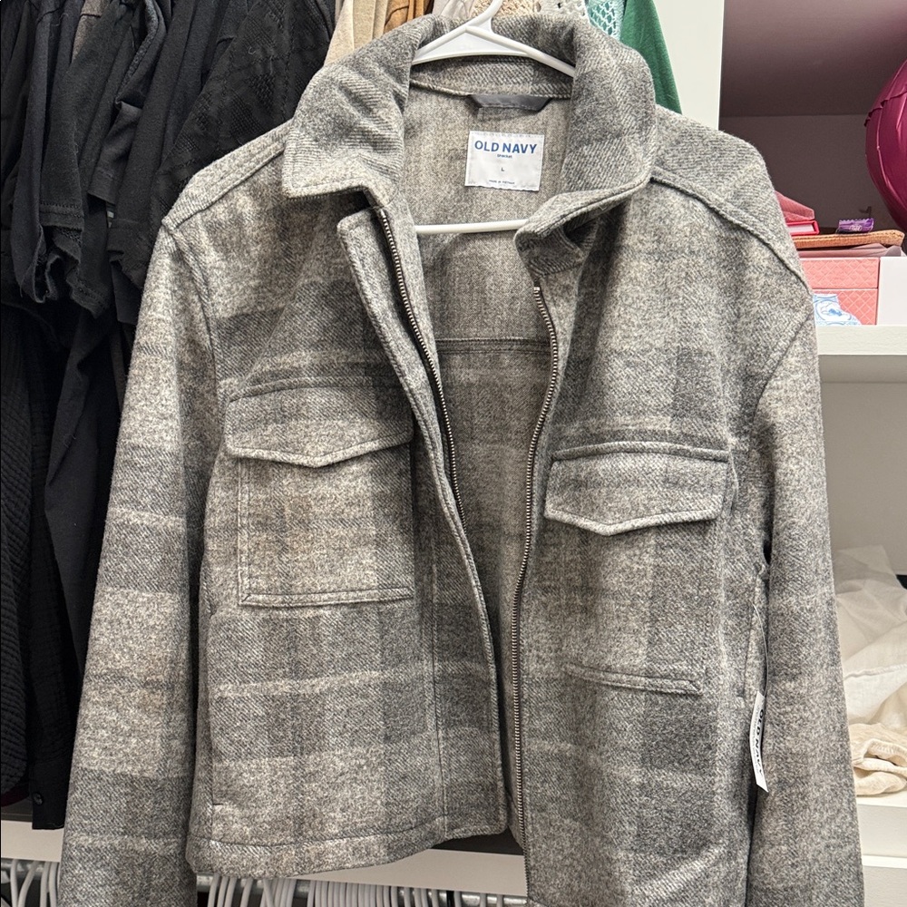 Old Navy Gray Checkered Jacket NWT - image 1